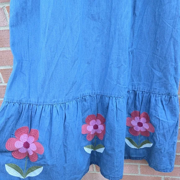 Joanie Ruby Square Neck Denim Midi Dress Size 6 Artsy Boho - Picture 3 of 7